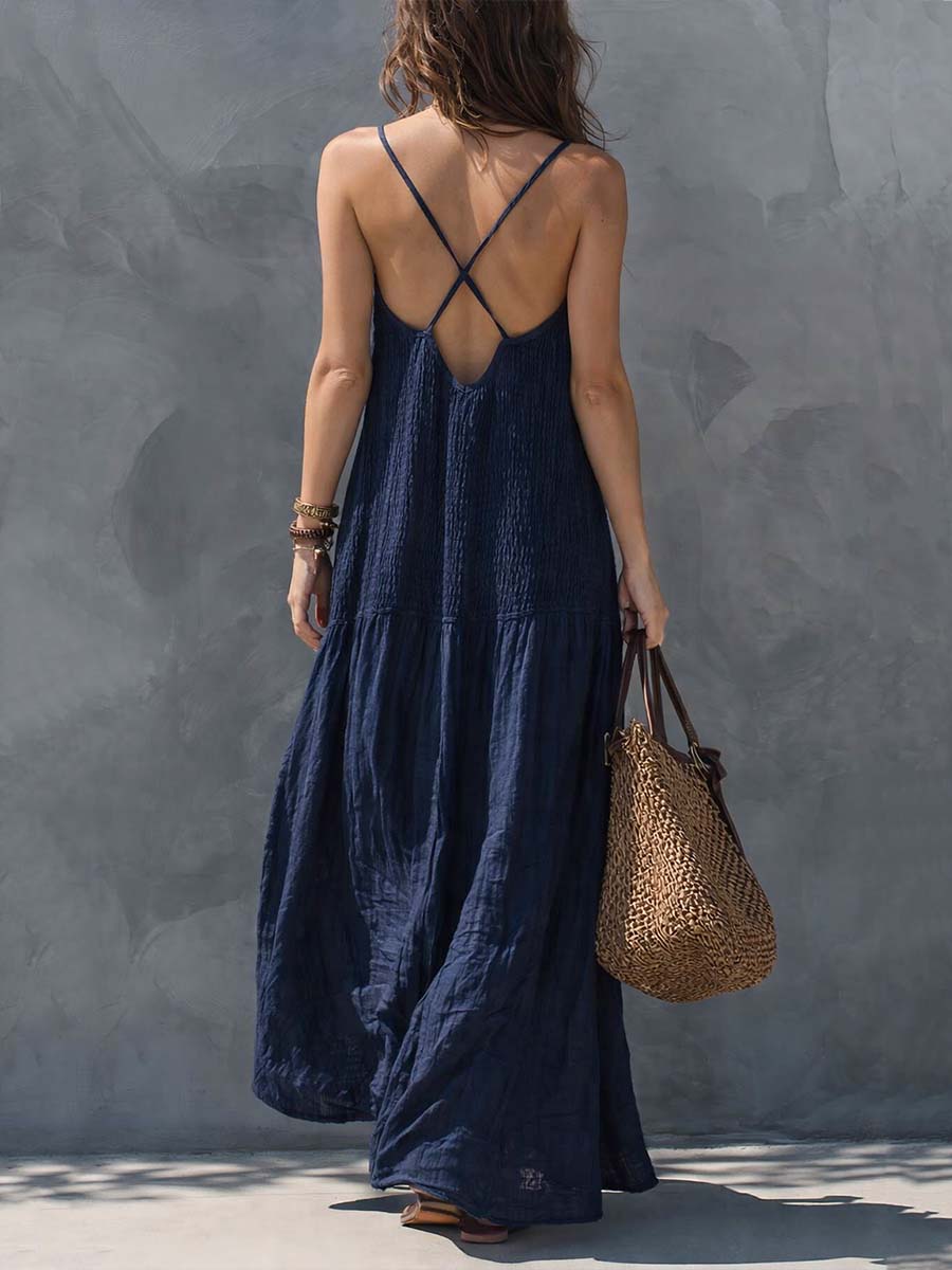 Bohemian | Abito Maxi Patchwork in Cotone e Lino
