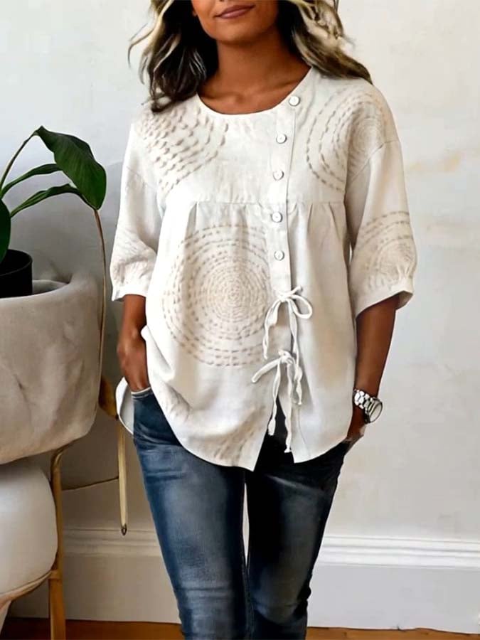 Emeline | Top in Lino Morbido Ricamato