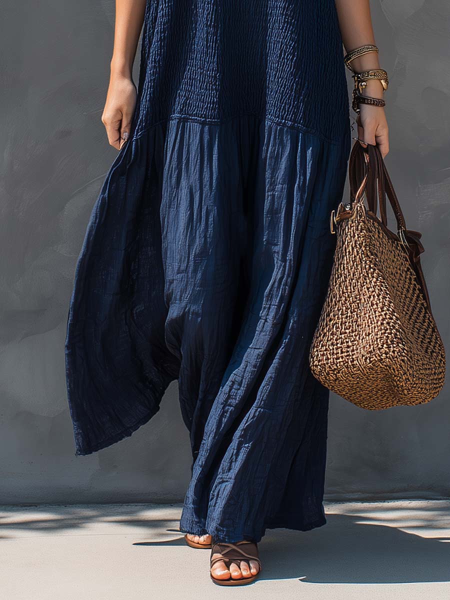 Bohemian | Abito Maxi Patchwork in Cotone e Lino