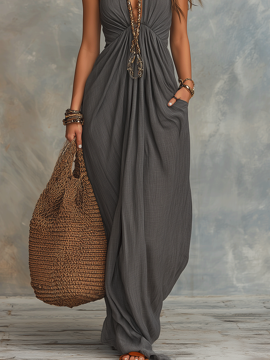 Abito Maxi Boho con Scollo All&