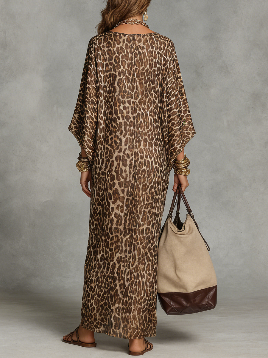 Elevated | Abito Maxi Leopardato con Nodo Frontale