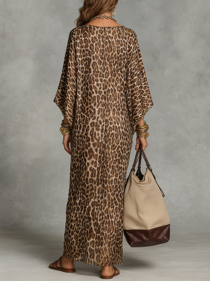 Elevated | Abito Maxi Leopardato con Nodo Frontale