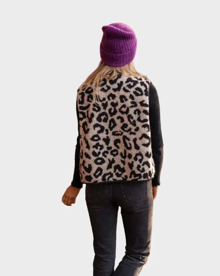 Astrid - Gilet in Maglia con Stampa Leopardo