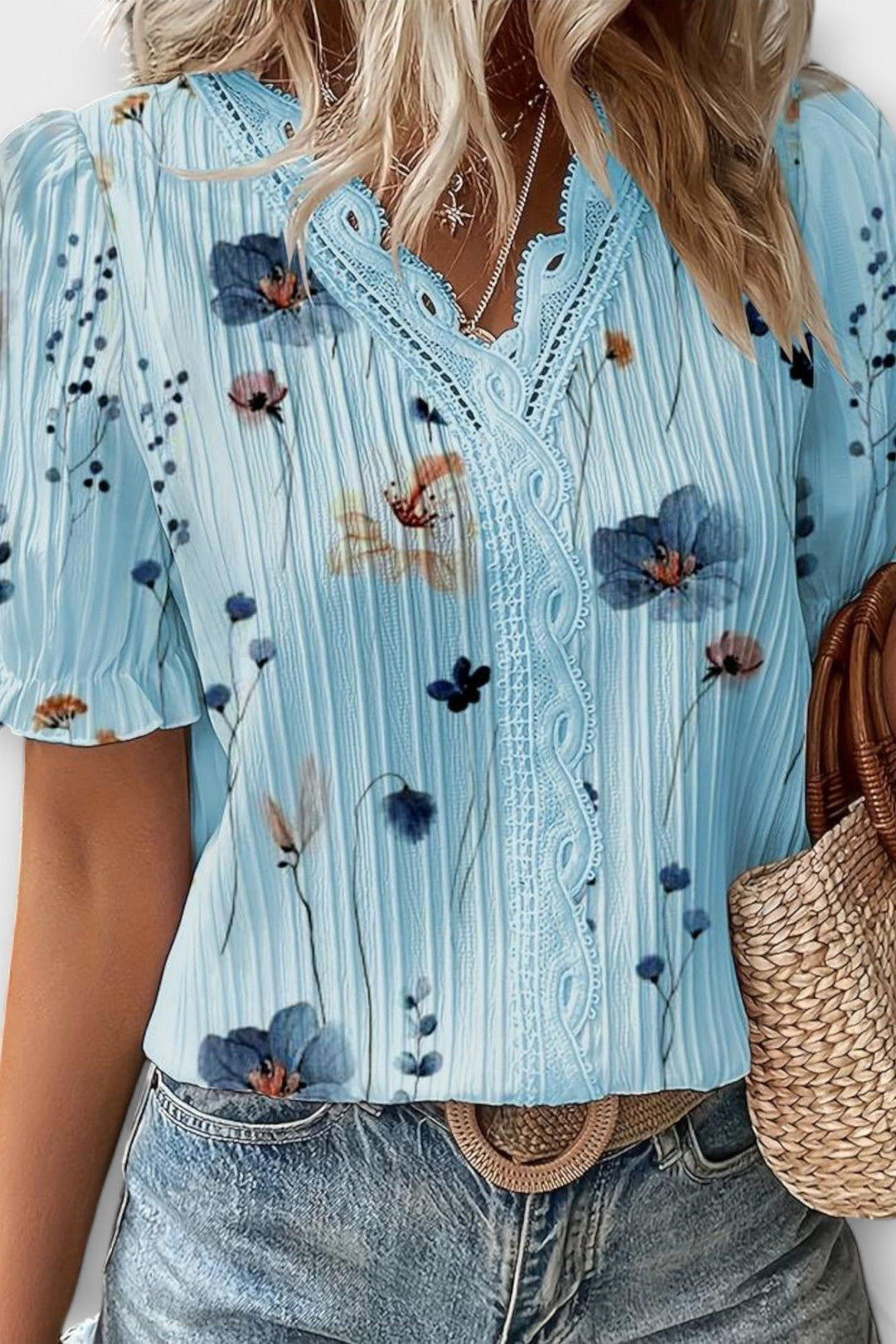 Bruna - Top elegante con scollatura a V a forma di cuore
