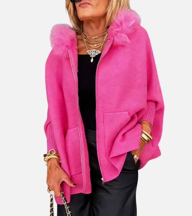 Monika – Cappotto da donna comodo con cappuccio e tasche