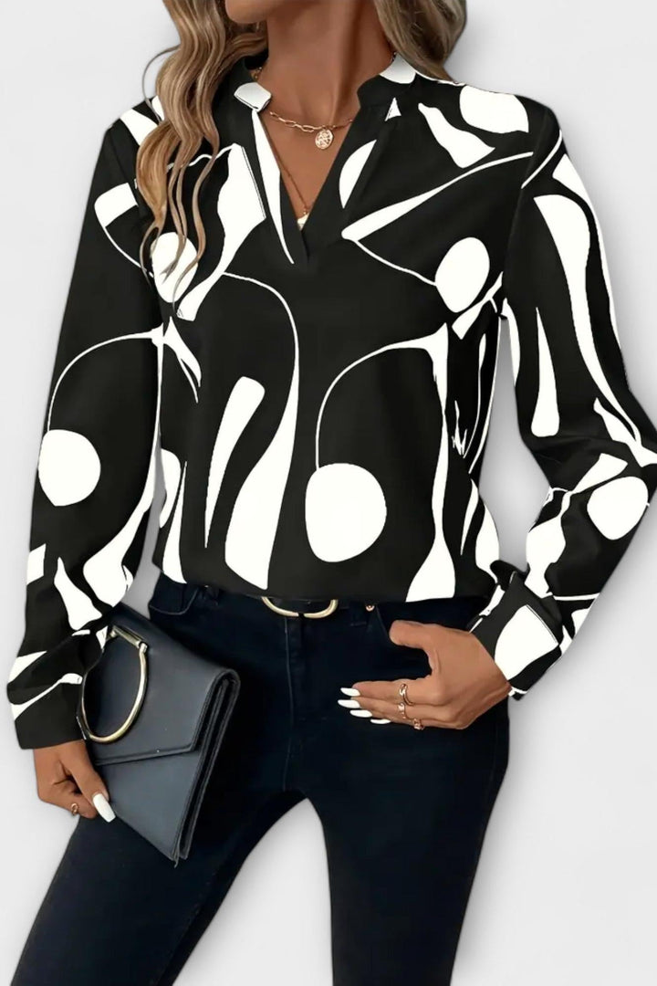 Joana - Blusa elegante a maniche lunghe con scollatura a V