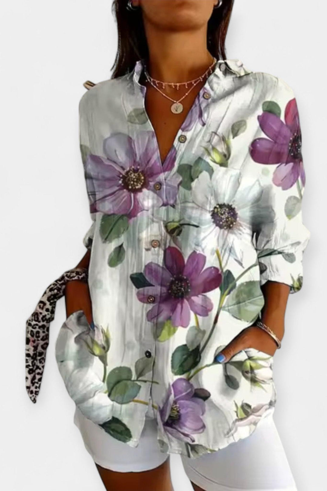 Camicia a bottoni con motivo floreale