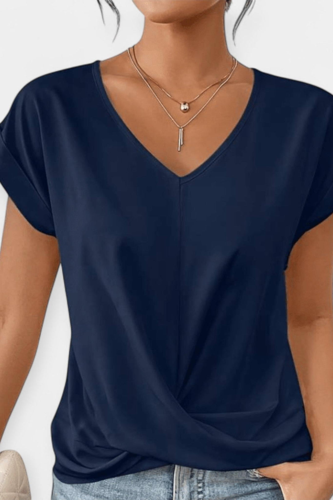 Maglione comodo con maniche corte a forma di V