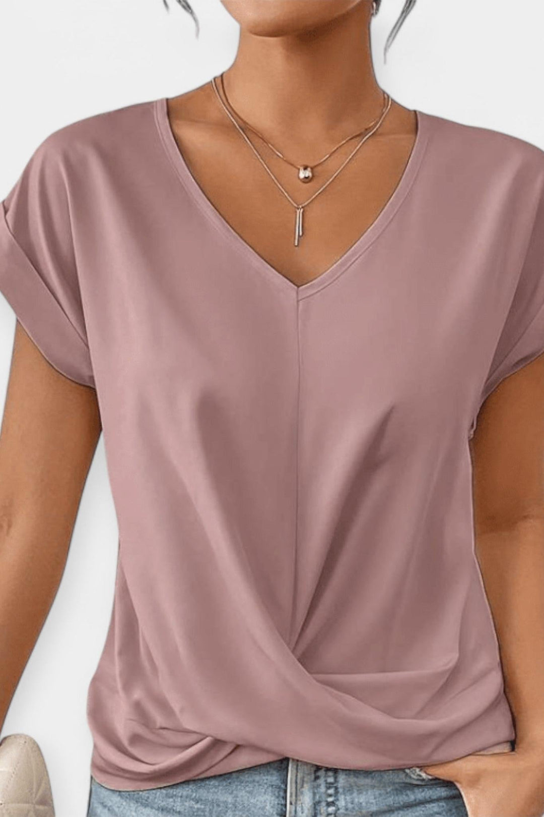 Maglione comodo con maniche corte a forma di V