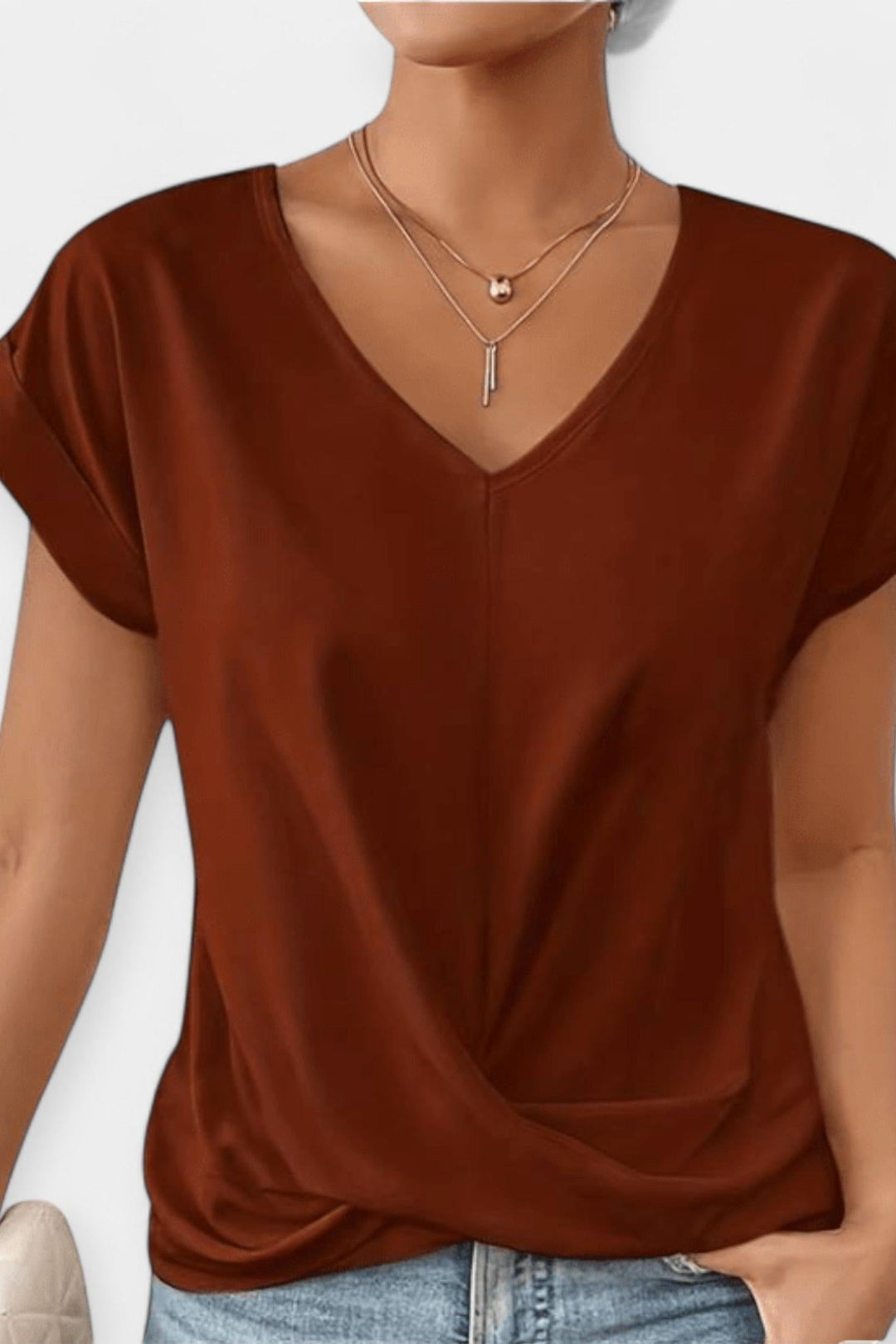 Maglione comodo con maniche corte a forma di V