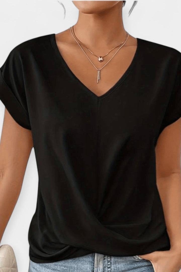 Maglione comodo con maniche corte a forma di V