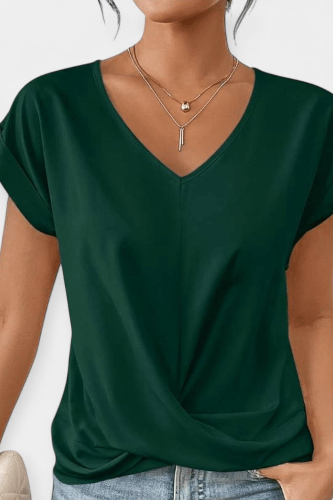 Maglione comodo con maniche corte a forma di V