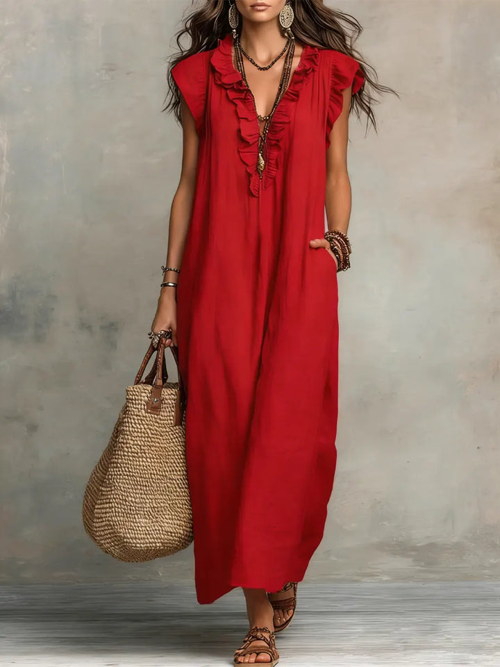 Corin | Abito Maxi Boho in Lino Fluido