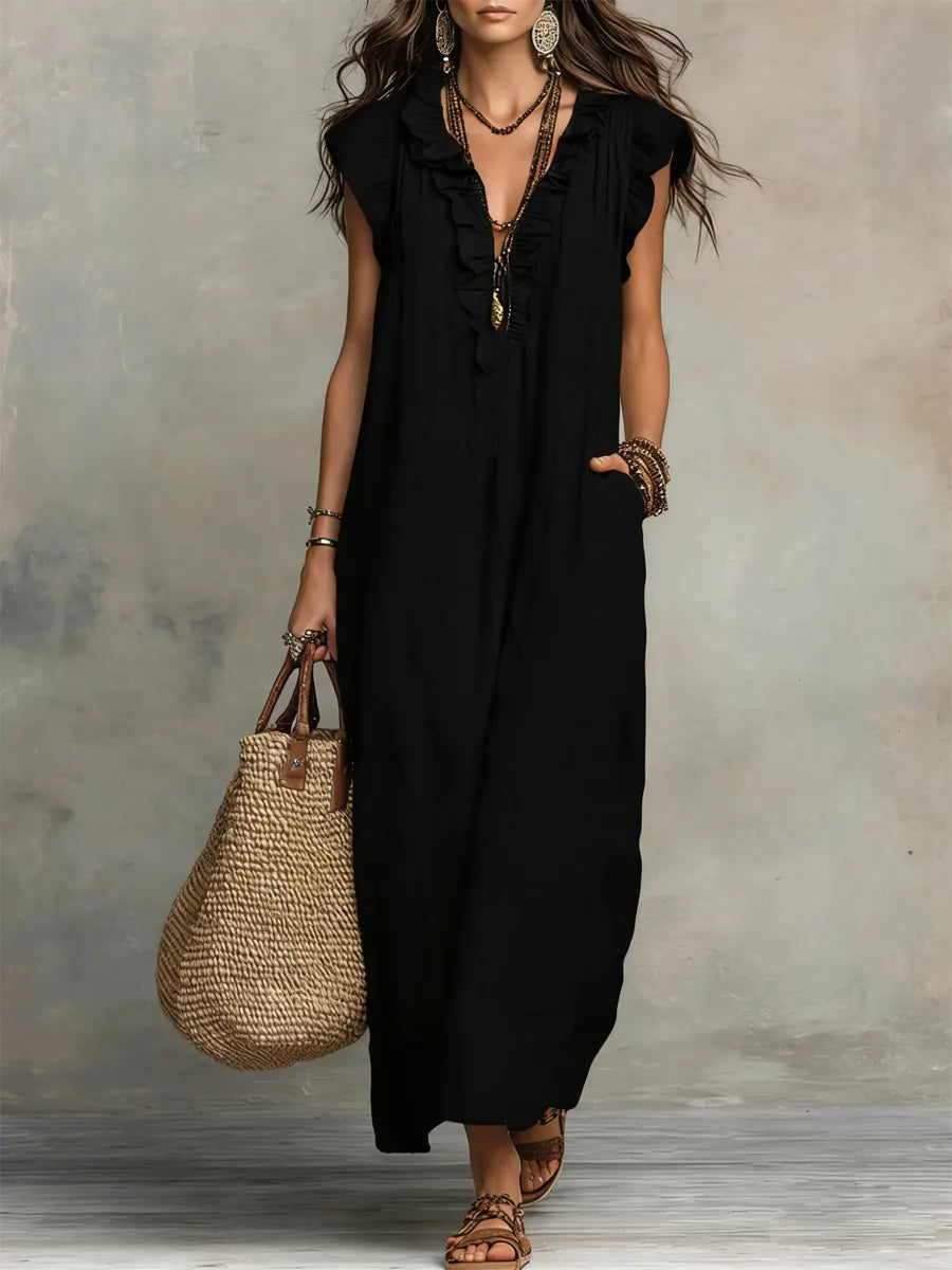 Corin | Abito Maxi Boho in Lino Fluido