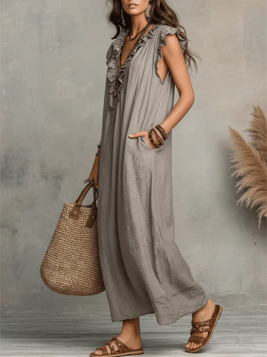 Corin | Abito Maxi Boho in Lino Fluido