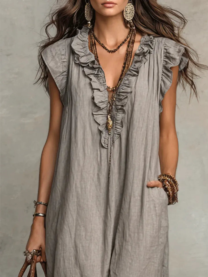 Corin | Abito Maxi Boho in Lino Fluido