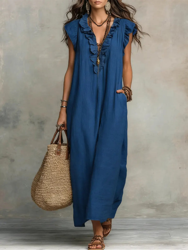 Corin | Abito Maxi Boho in Lino Fluido