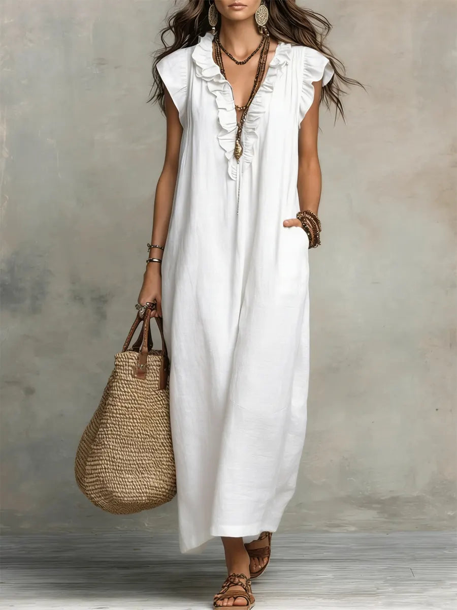 Corin | Abito Maxi Boho in Lino Fluido