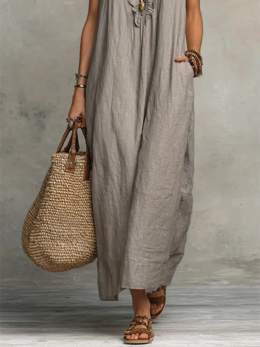 Corin | Abito Maxi Boho in Lino Fluido