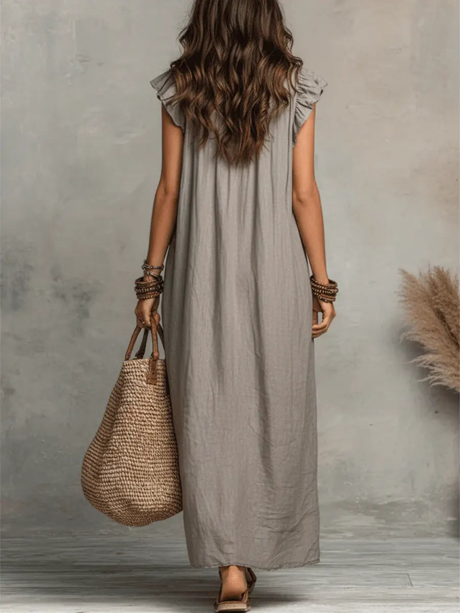 Corin | Abito Maxi Boho in Lino Fluido