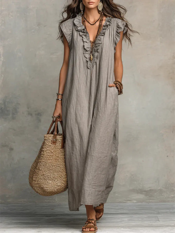 Corin | Abito Maxi Boho in Lino Fluido